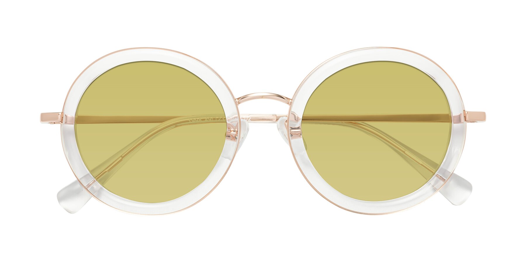 Folded Front of Club in Clear-Rose Gold with Medium Champagne Tinted Lenses