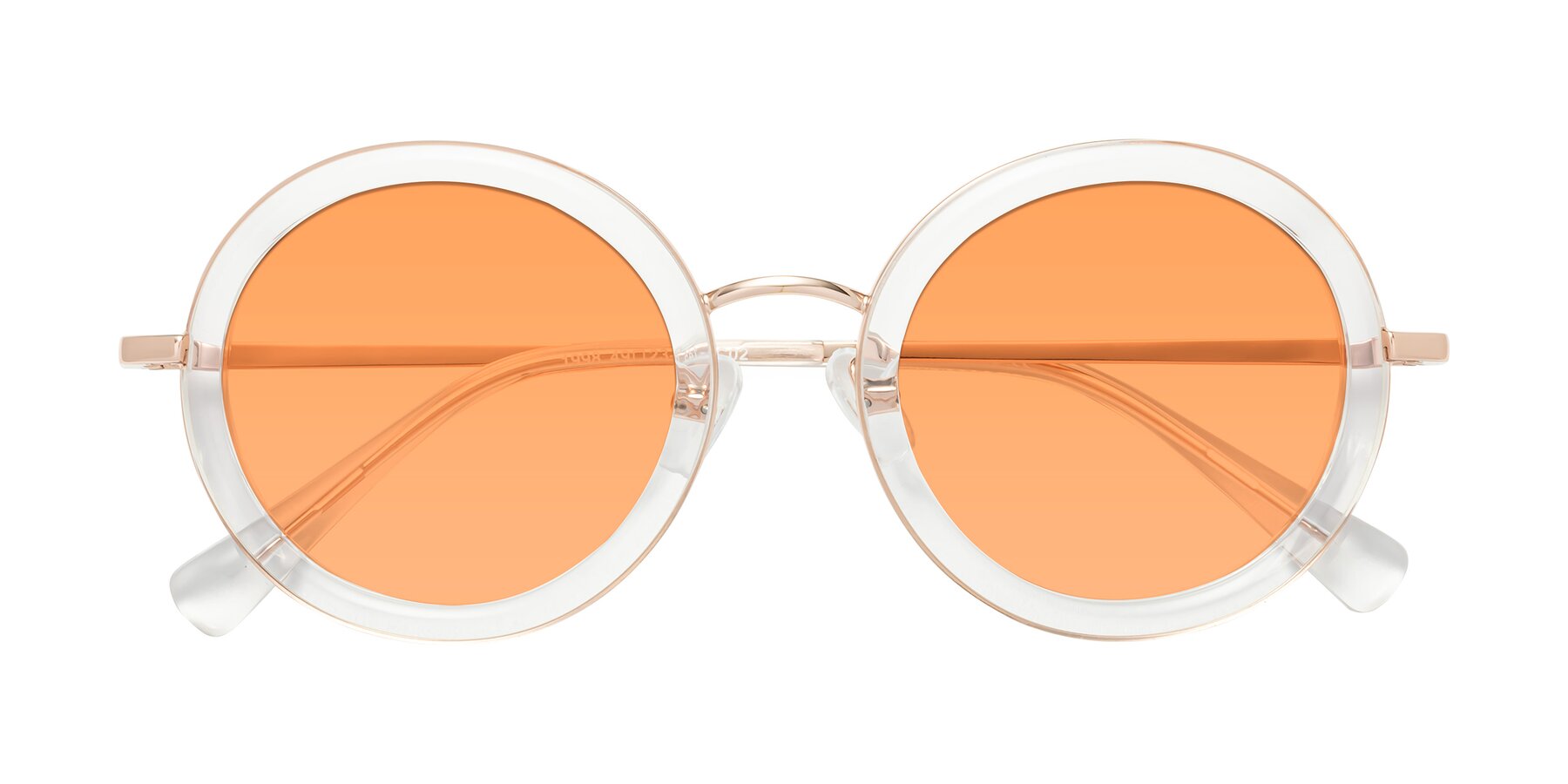 Folded Front of Club in Clear-Rose Gold with Medium Orange Tinted Lenses