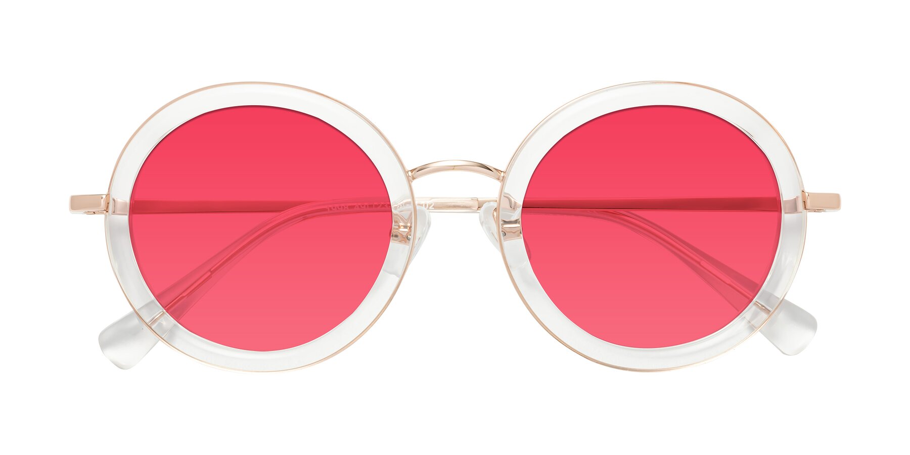 Folded Front of Club in Clear-Rose Gold with Red Tinted Lenses