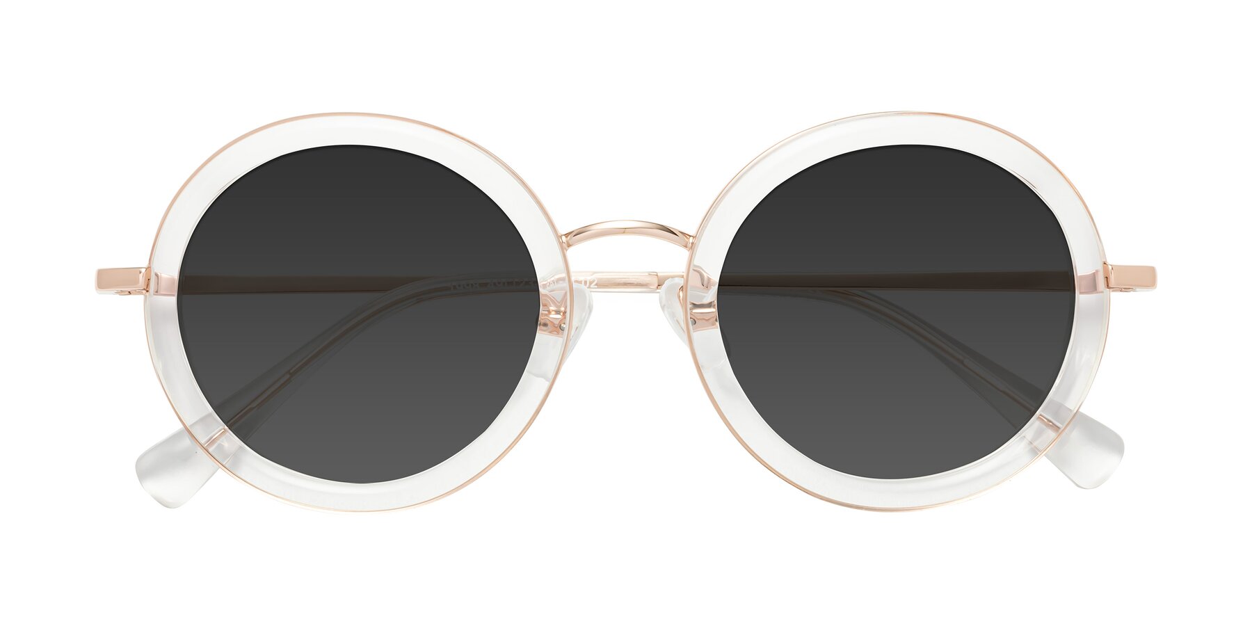 Folded Front of Club in Clear-Rose Gold with Gray Tinted Lenses