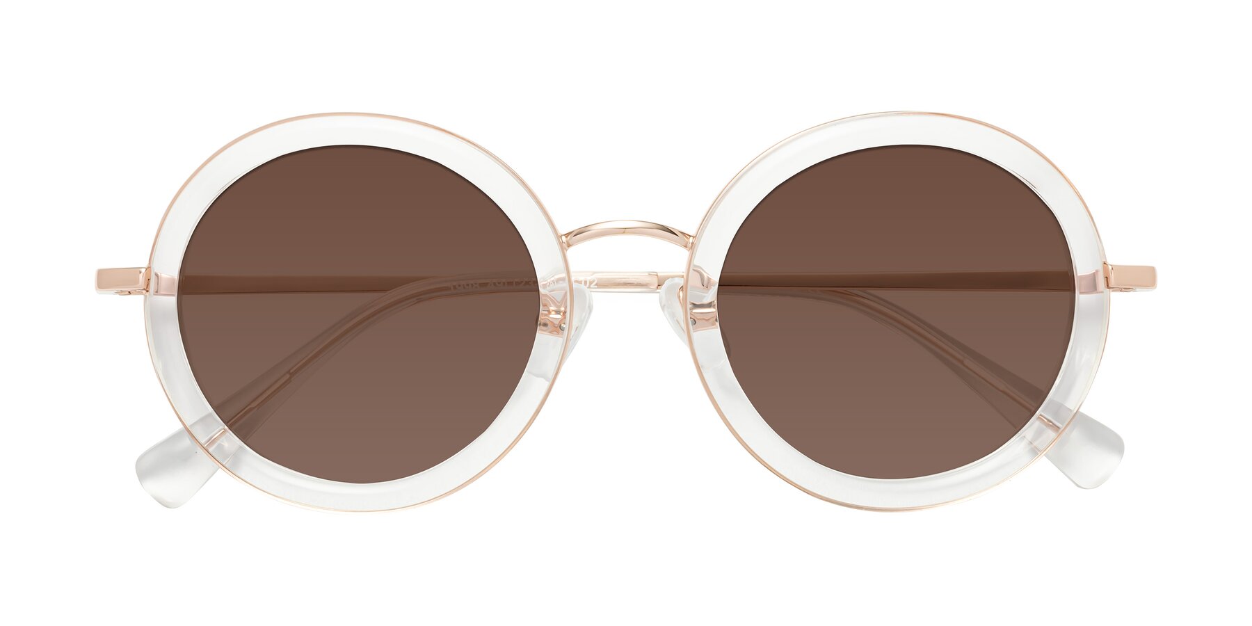 Folded Front of Club in Clear-Rose Gold with Brown Tinted Lenses