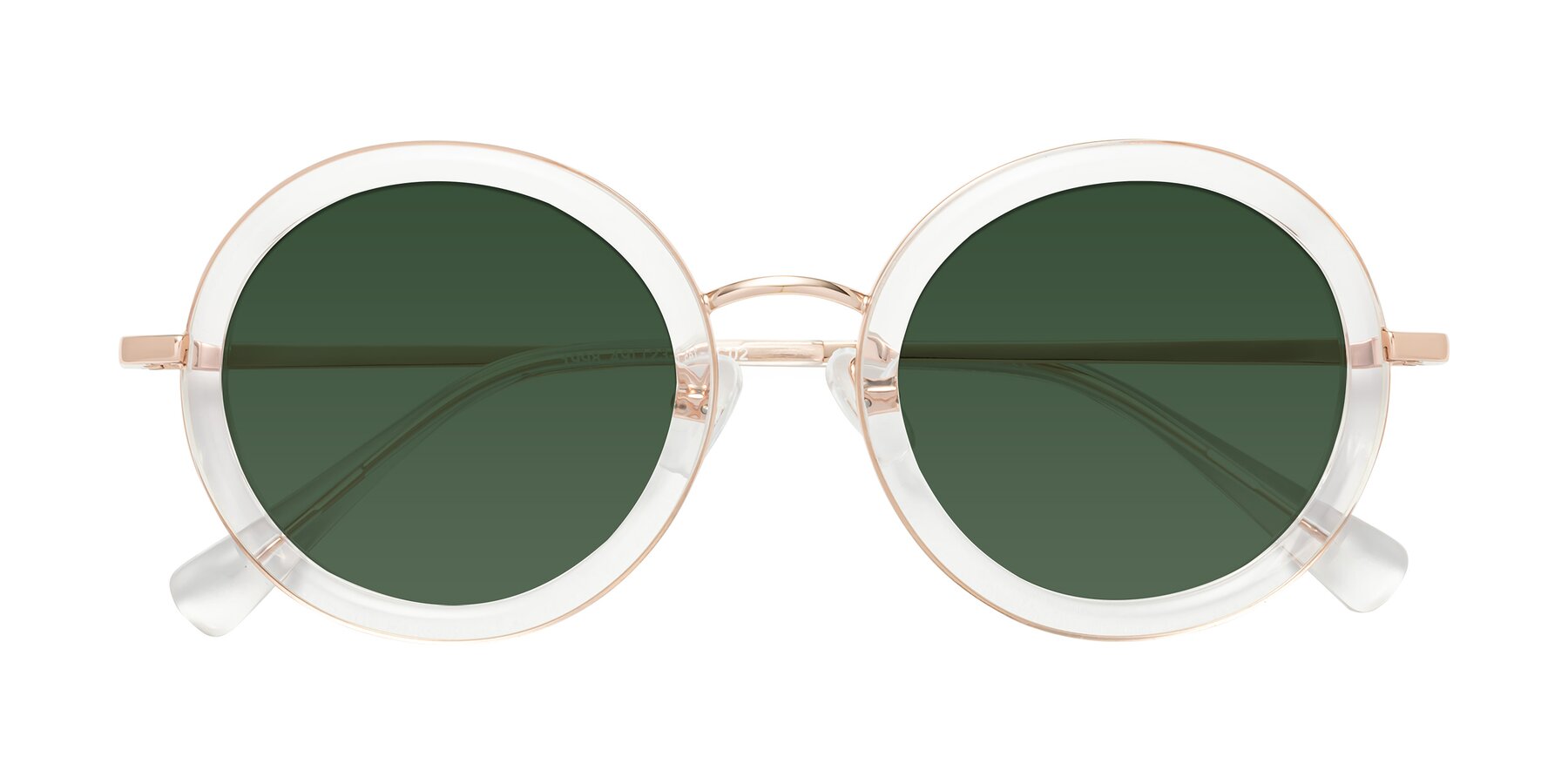 Folded Front of Club in Clear-Rose Gold with Green Tinted Lenses