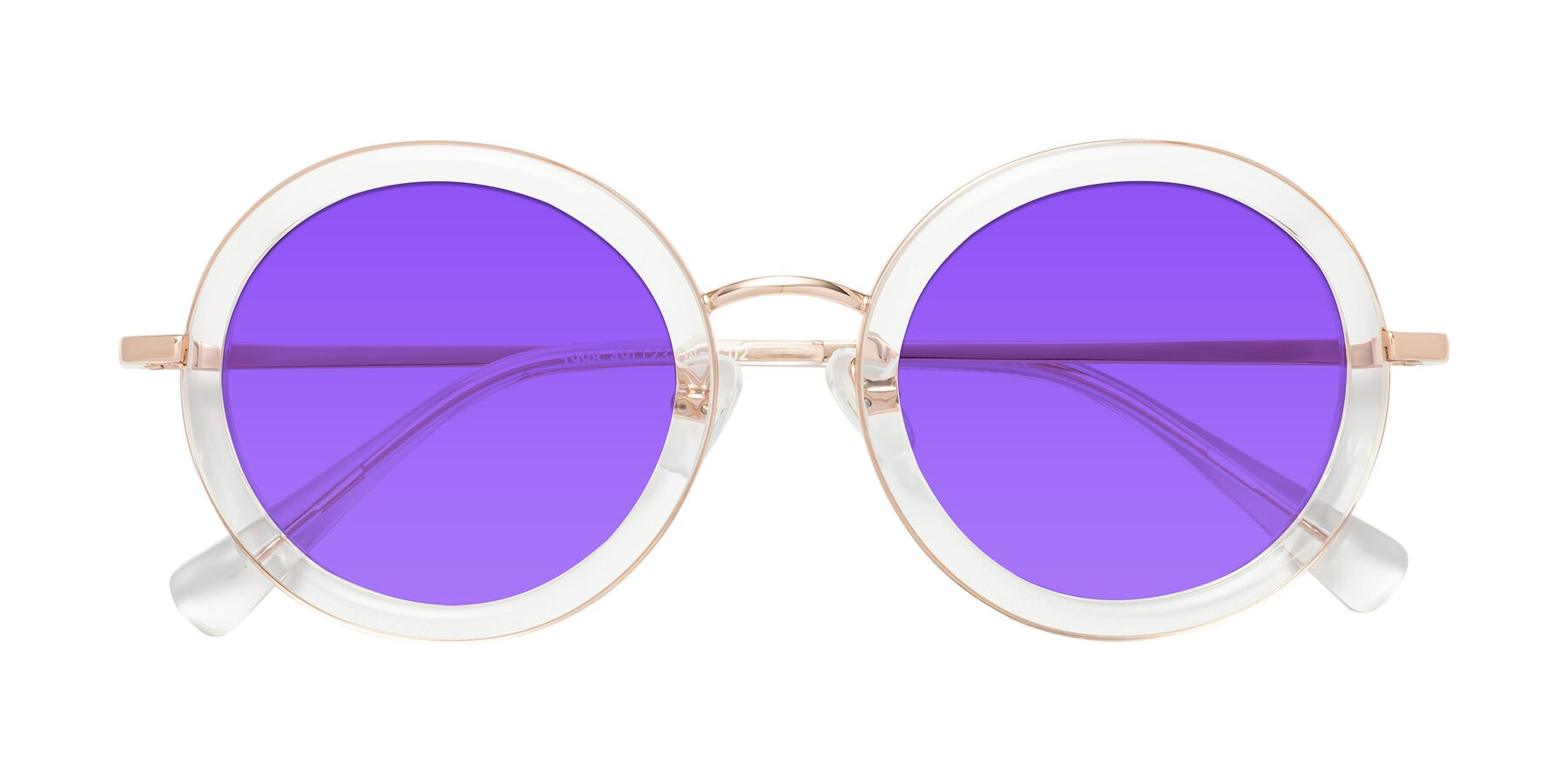 Folded Front of Club in Clear-Rose Gold with Purple Tinted Lenses
