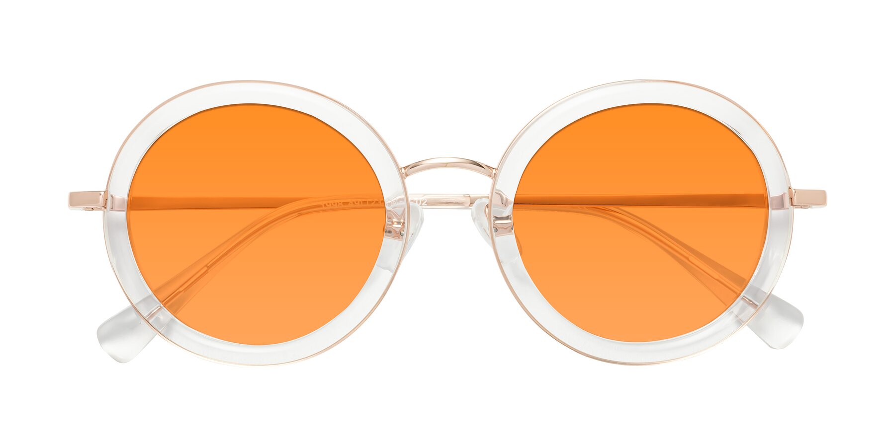 Folded Front of Club in Clear-Rose Gold with Orange Tinted Lenses