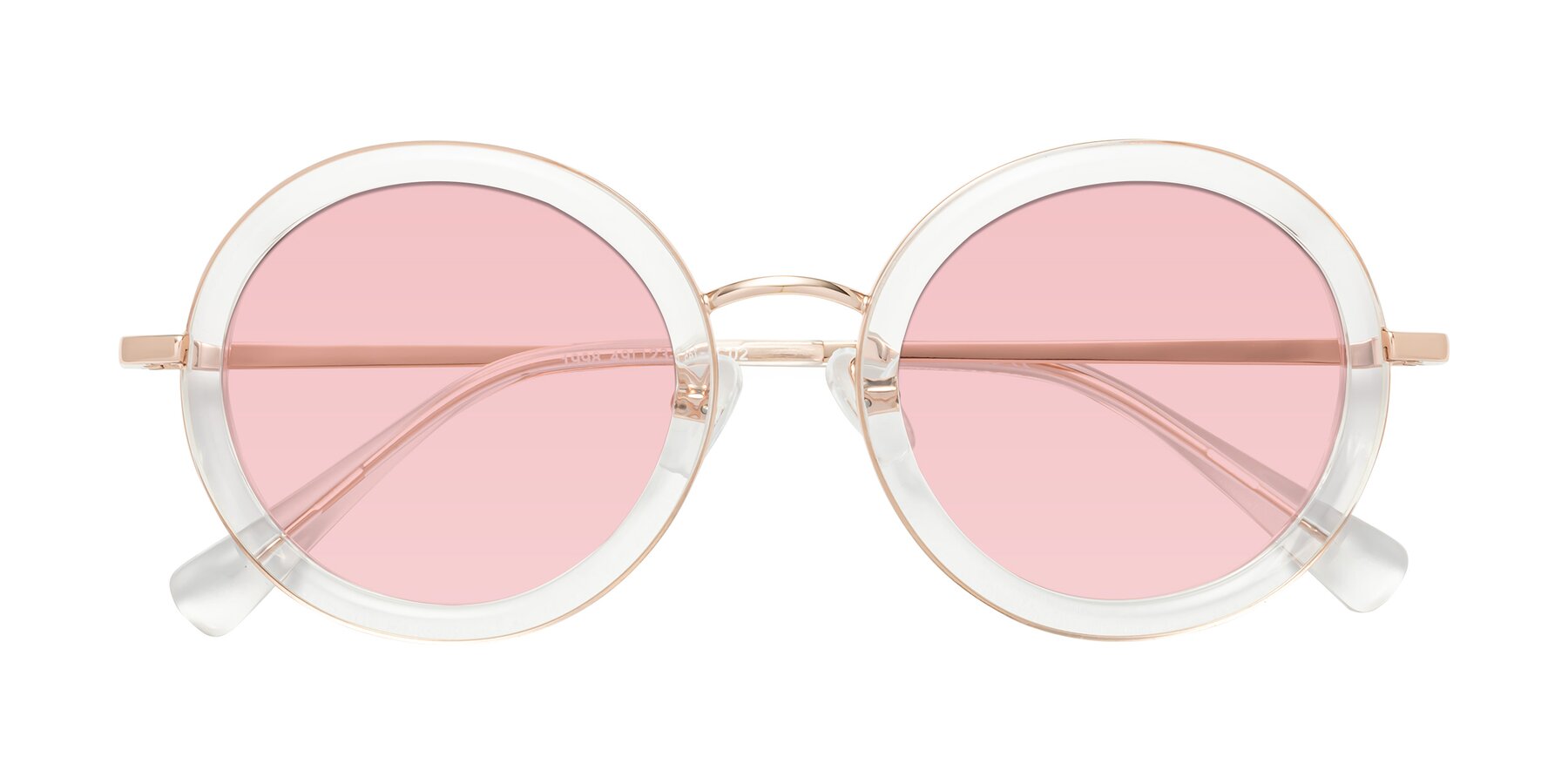 Folded Front of Club in Clear-Rose Gold with Light Garnet Tinted Lenses