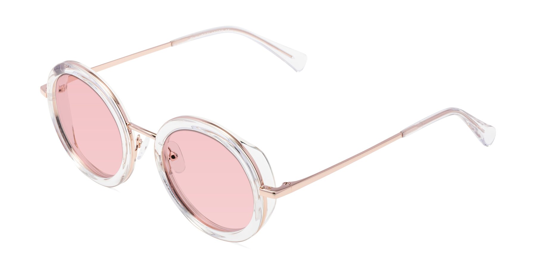 Angle of Club in Clear-Rose Gold with Light Garnet Tinted Lenses