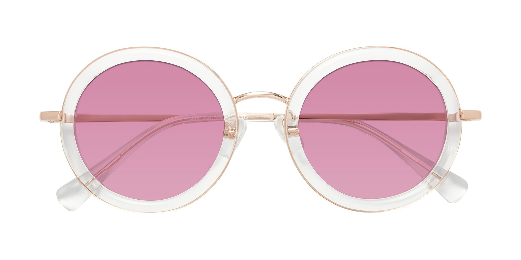 Folded Front of Club in Clear-Rose Gold with Medium Wine Tinted Lenses