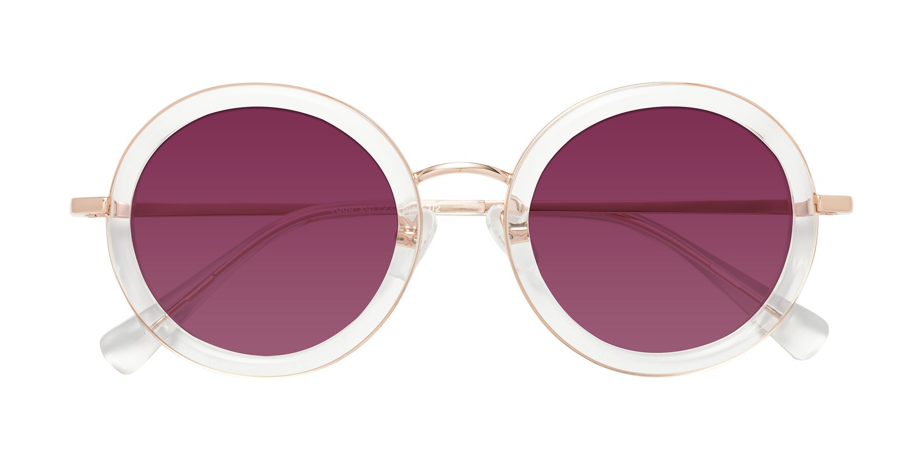 Folded Front of Club in Clear-Rose Gold with Wine Tinted Lenses