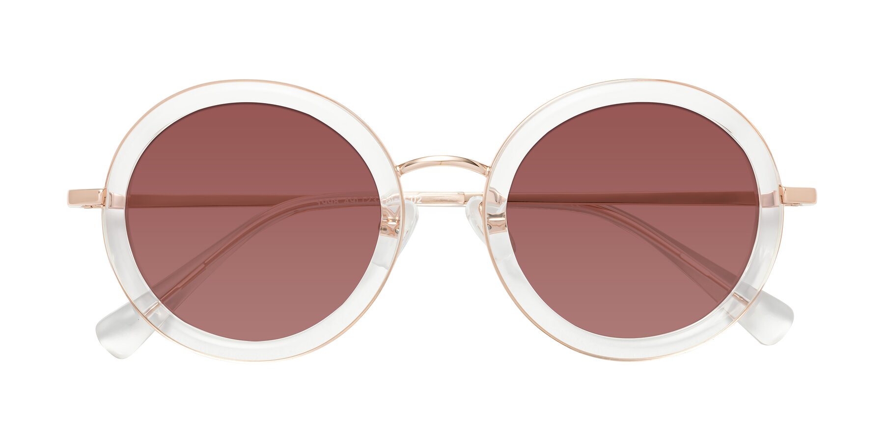 Folded Front of Club in Clear-Rose Gold with Garnet Tinted Lenses