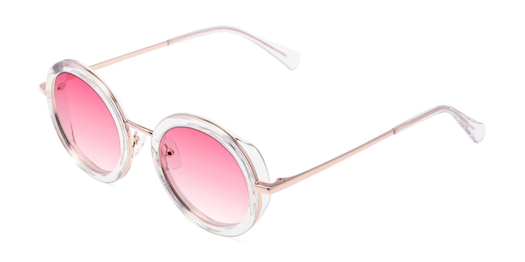 Angle of Club in Clear-Rose Gold with Pink Gradient Lenses