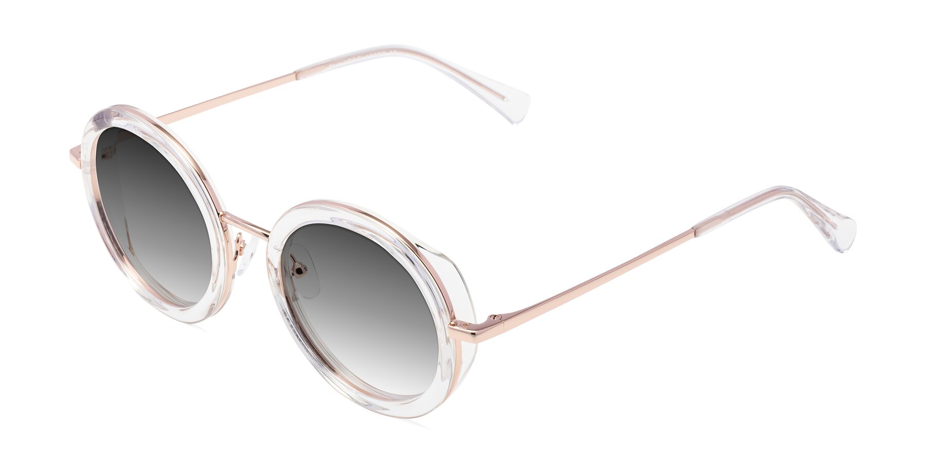 Angle of Club in Clear-Rose Gold with Gray Gradient Lenses