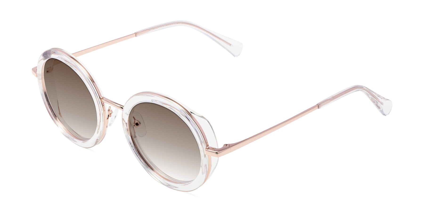 Angle of Club in Clear-Rose Gold with Brown Gradient Lenses