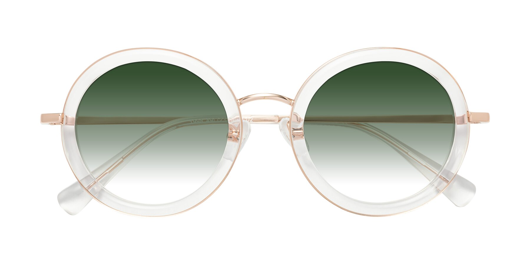 Folded Front of Club in Clear-Rose Gold with Green Gradient Lenses