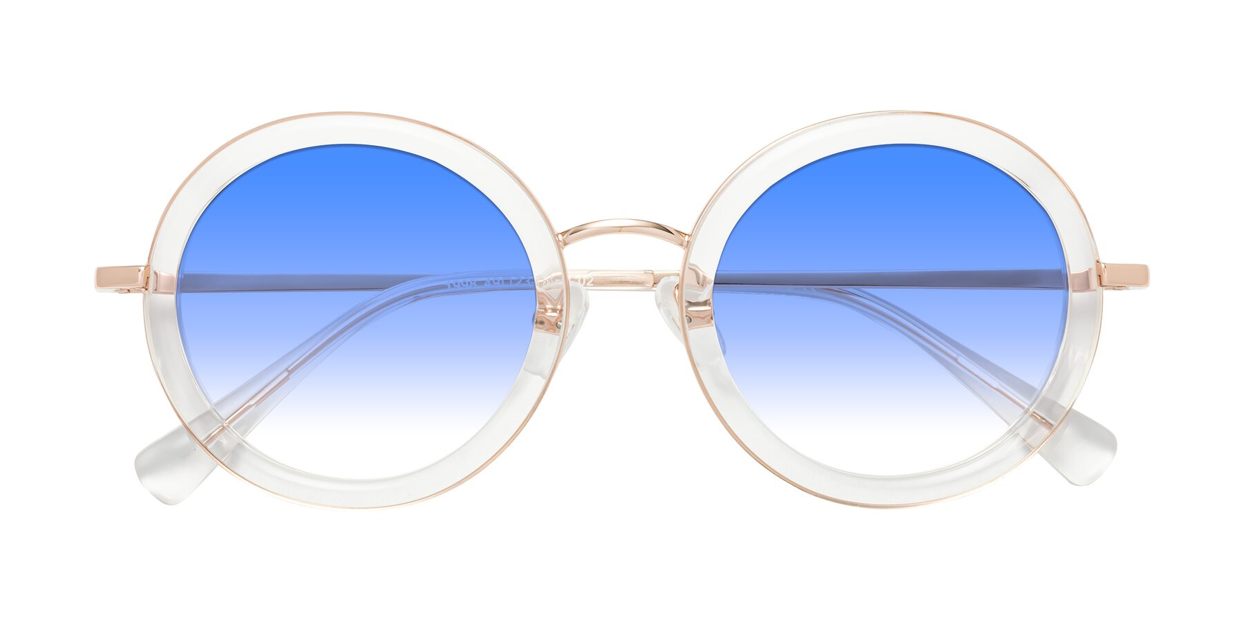 Folded Front of Club in Clear-Rose Gold with Blue Gradient Lenses