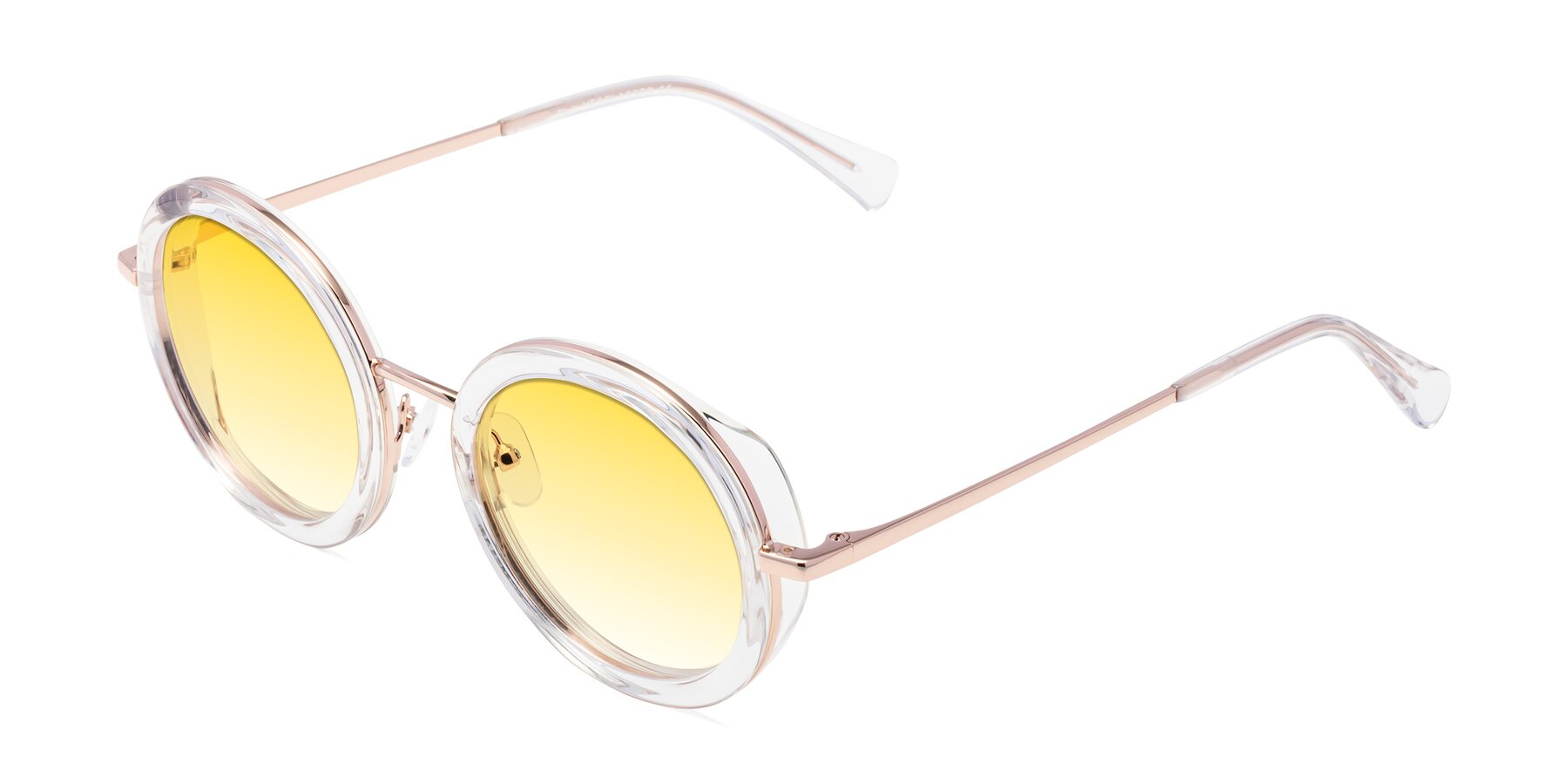 Angle of Club in Clear-Rose Gold with Yellow Gradient Lenses