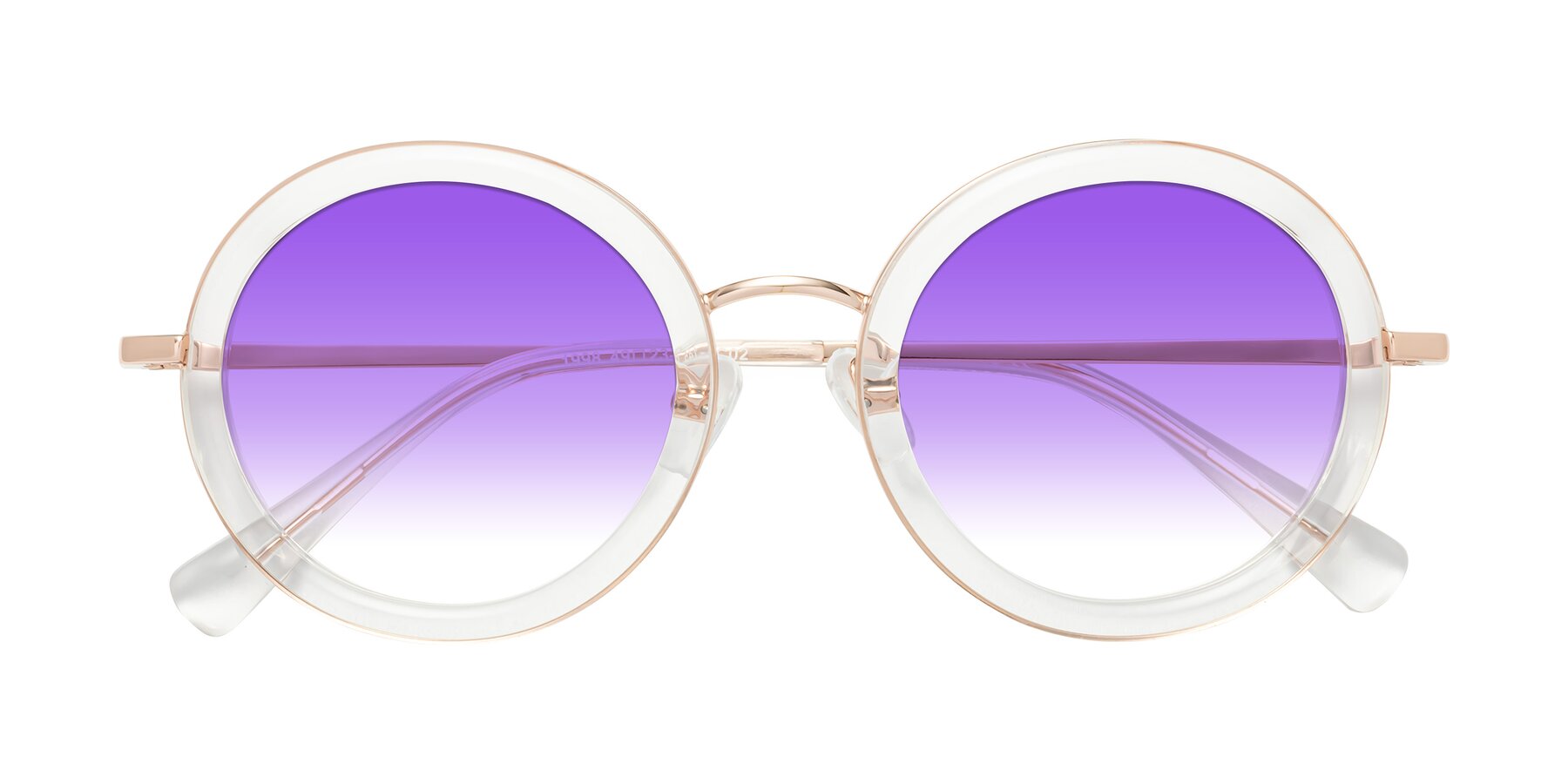 Folded Front of Club in Clear-Rose Gold with Purple Gradient Lenses