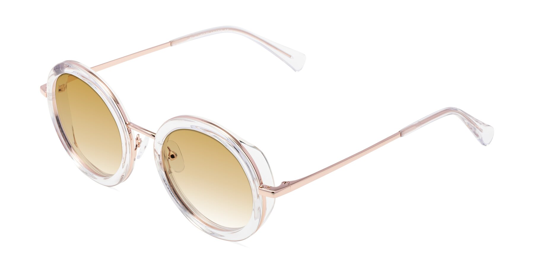 Angle of Club in Clear-Rose Gold with Champagne Gradient Lenses