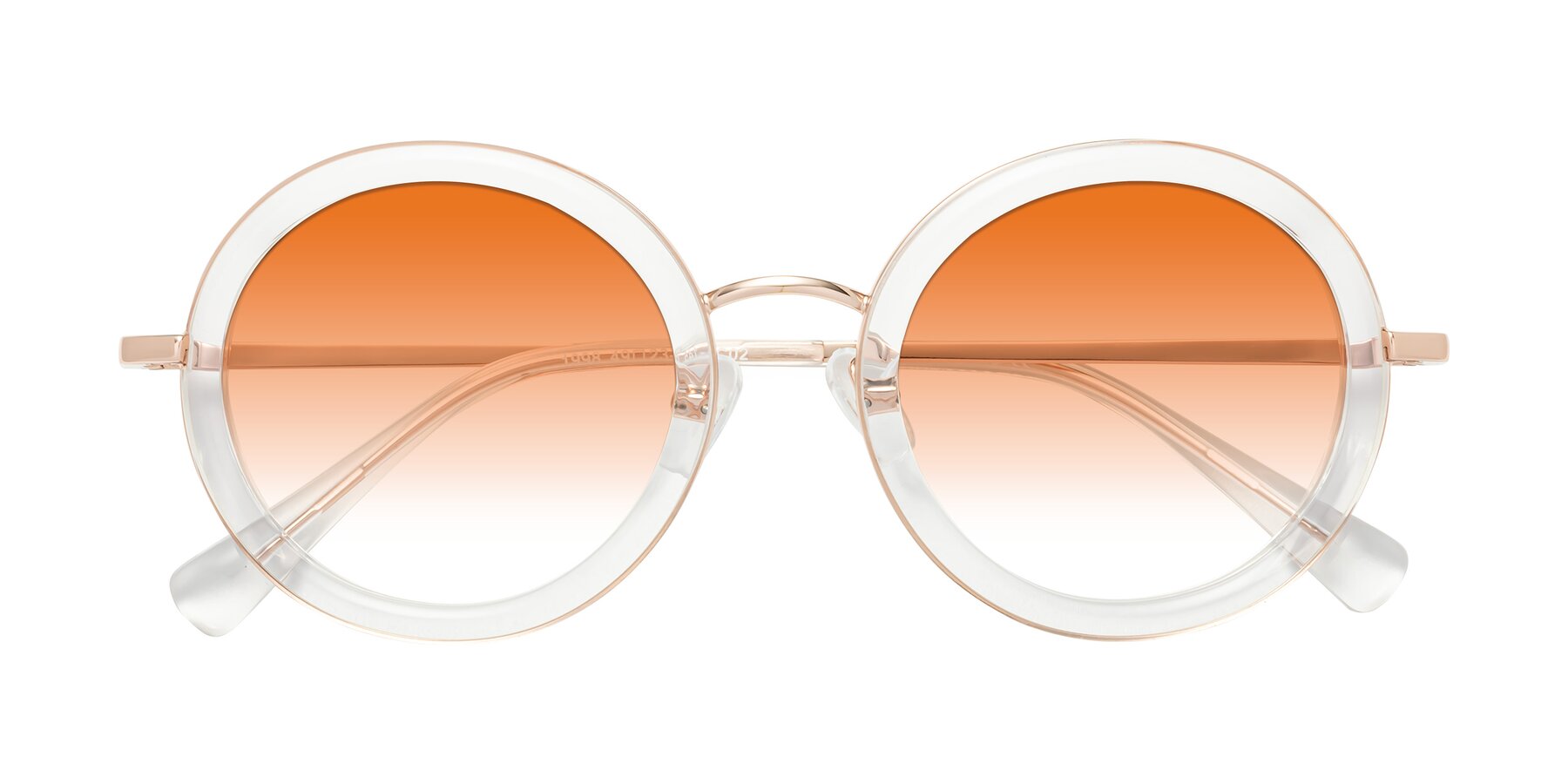 Folded Front of Club in Clear-Rose Gold with Orange Gradient Lenses