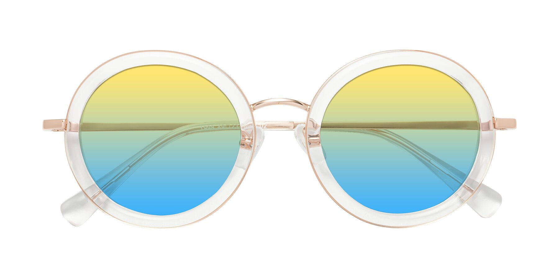 Folded Front of Club in Clear-Rose Gold with Yellow / Blue Gradient Lenses