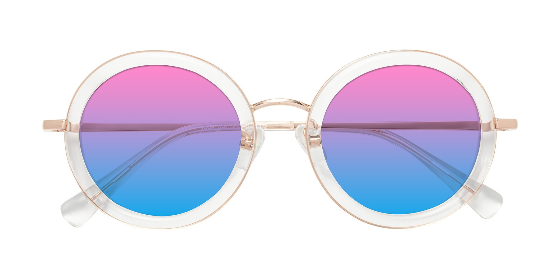Folded Front of Club in Clear-Rose Gold with Pink / Blue Gradient Lenses