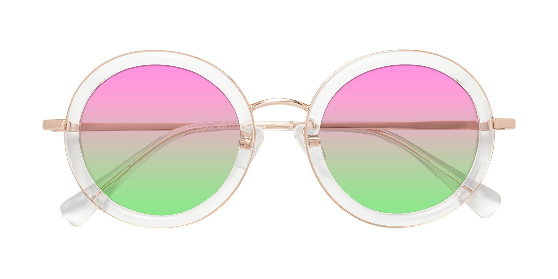 Folded Front of Club in Clear-Rose Gold with Pink / Green Gradient Lenses