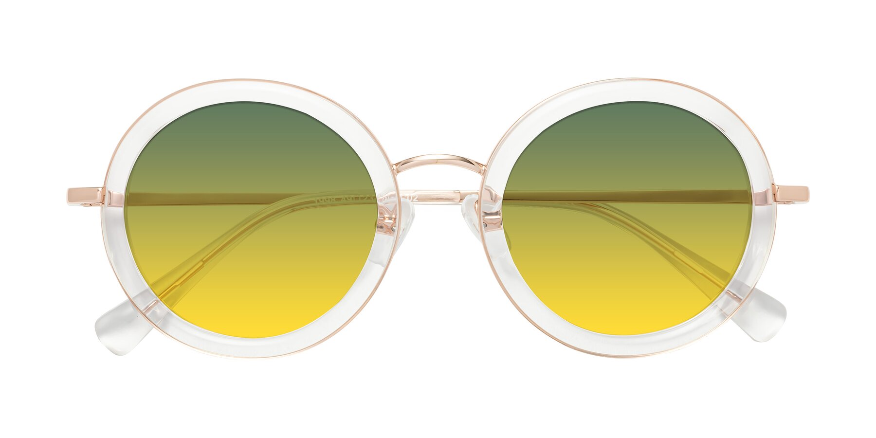 Folded Front of Club in Clear-Rose Gold with Green / Yellow Gradient Lenses