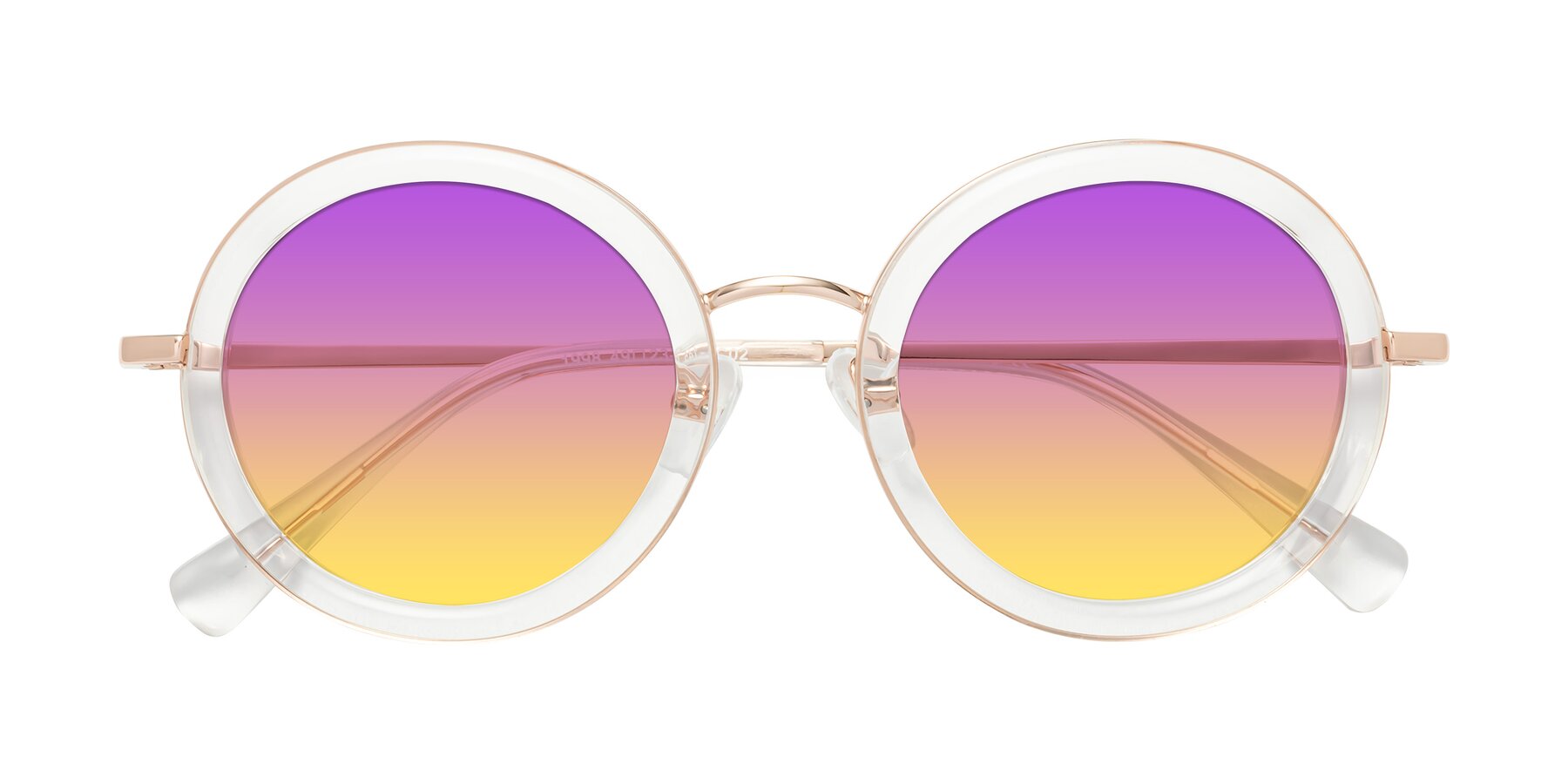 Folded Front of Club in Clear-Rose Gold with Purple / Yellow Gradient Lenses