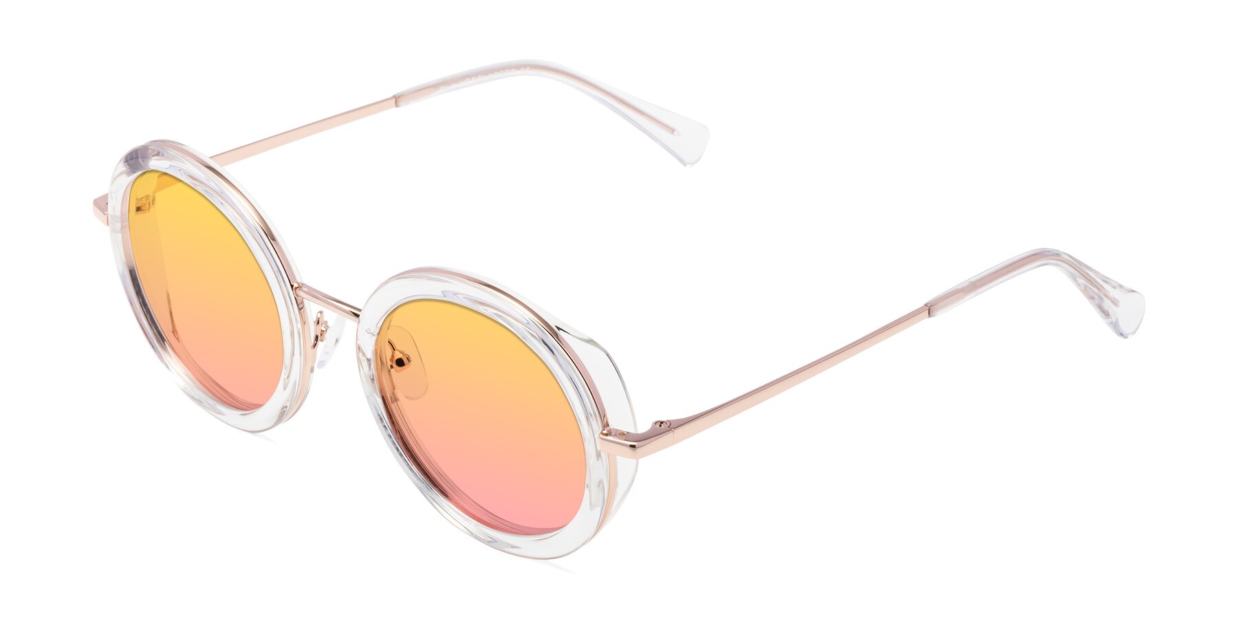 Angle of Club in Clear-Rose Gold with Yellow / Pink Gradient Lenses