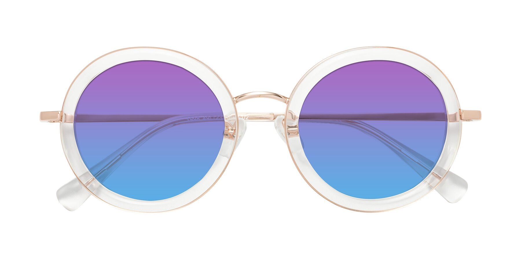 Folded Front of Club in Clear-Rose Gold with Purple / Blue Gradient Lenses