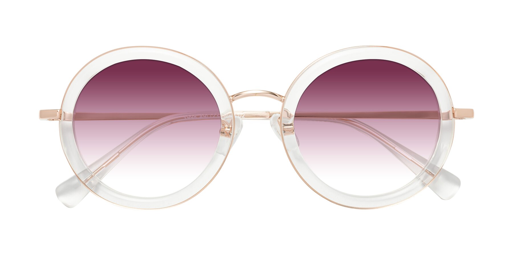 Folded Front of Club in Clear-Rose Gold with Wine Gradient Lenses