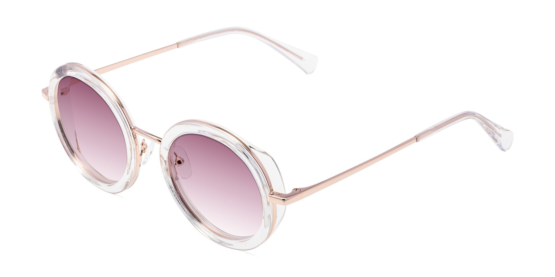 Angle of Club in Clear-Rose Gold with Wine Gradient Lenses