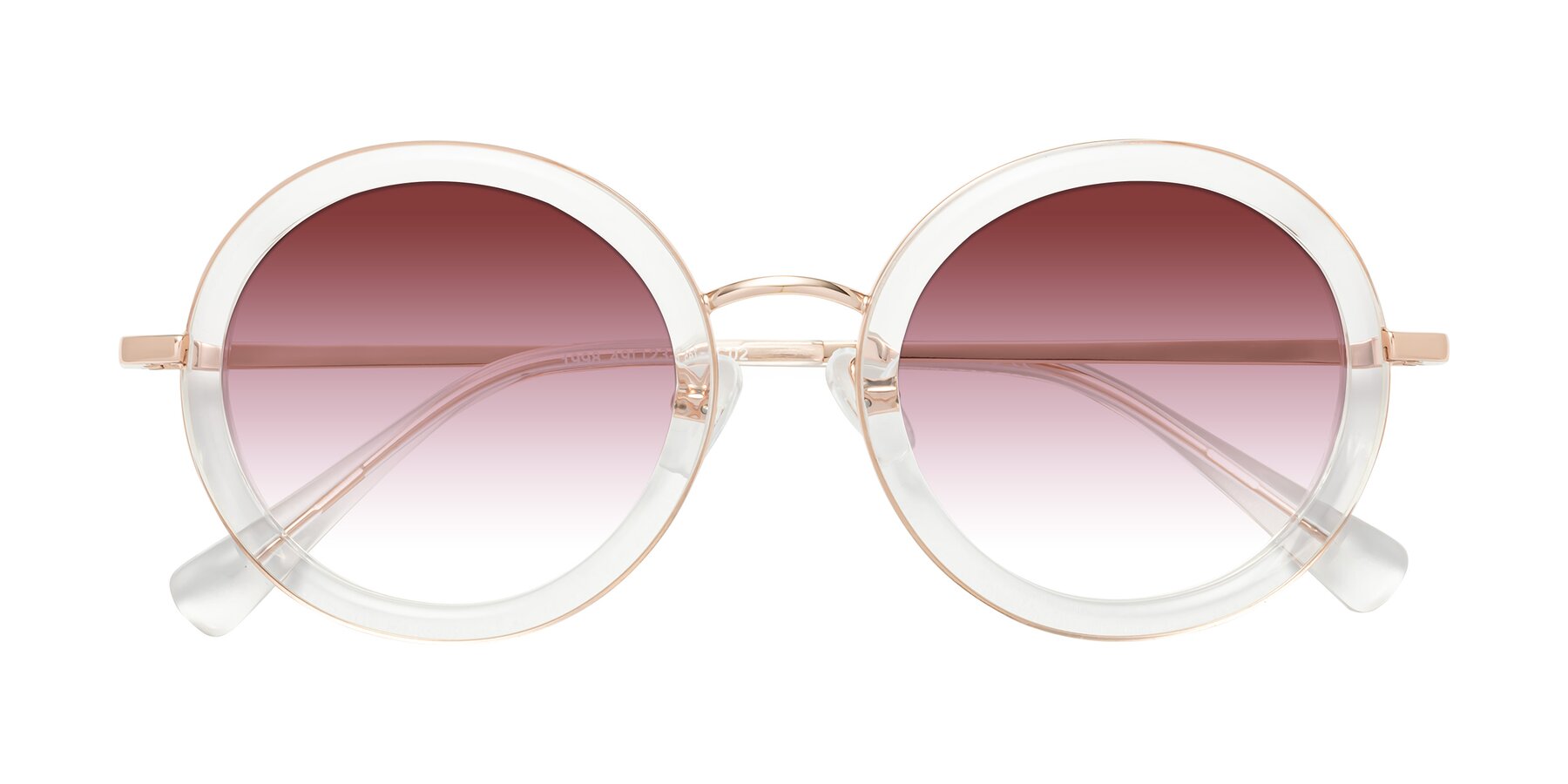 Folded Front of Club in Clear-Rose Gold with Garnet Gradient Lenses