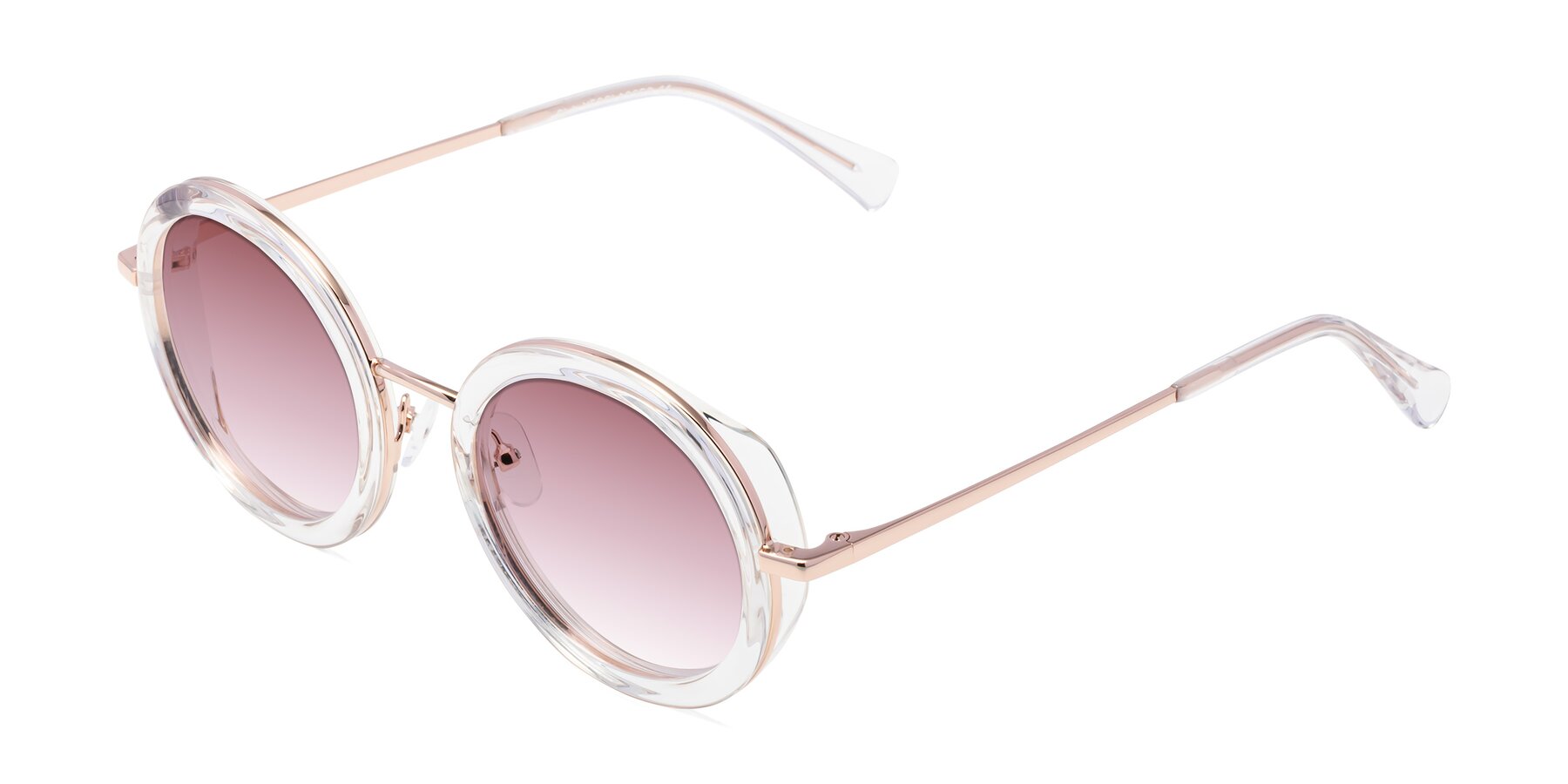 Angle of Club in Clear-Rose Gold with Garnet Gradient Lenses