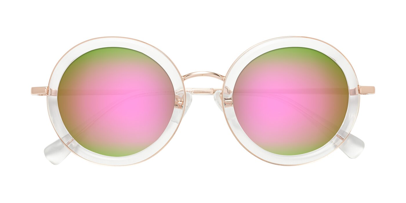 Club - Clear / Rose Gold Flash Mirrored Sunglasses