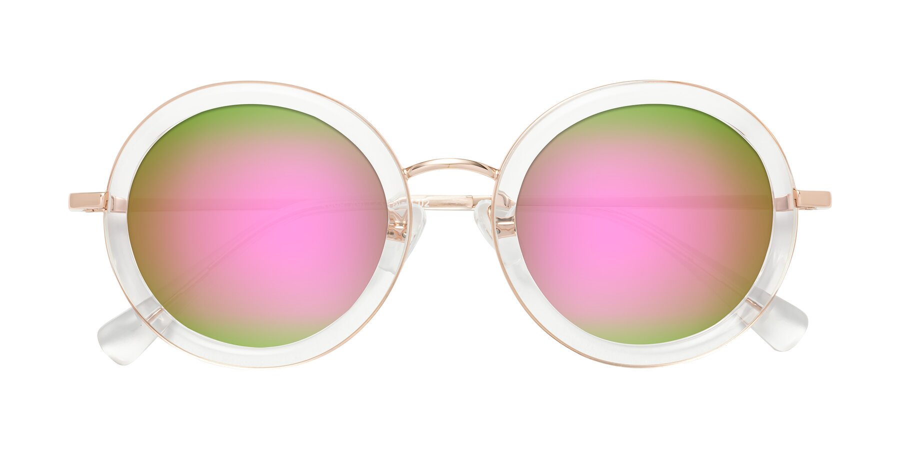 Folded Front of Club in Clear-Rose Gold with Pink Mirrored Lenses