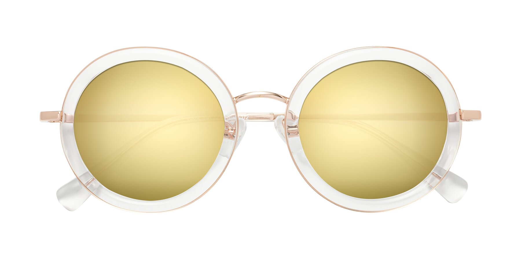 Folded Front of Club in Clear-Rose Gold with Gold Mirrored Lenses