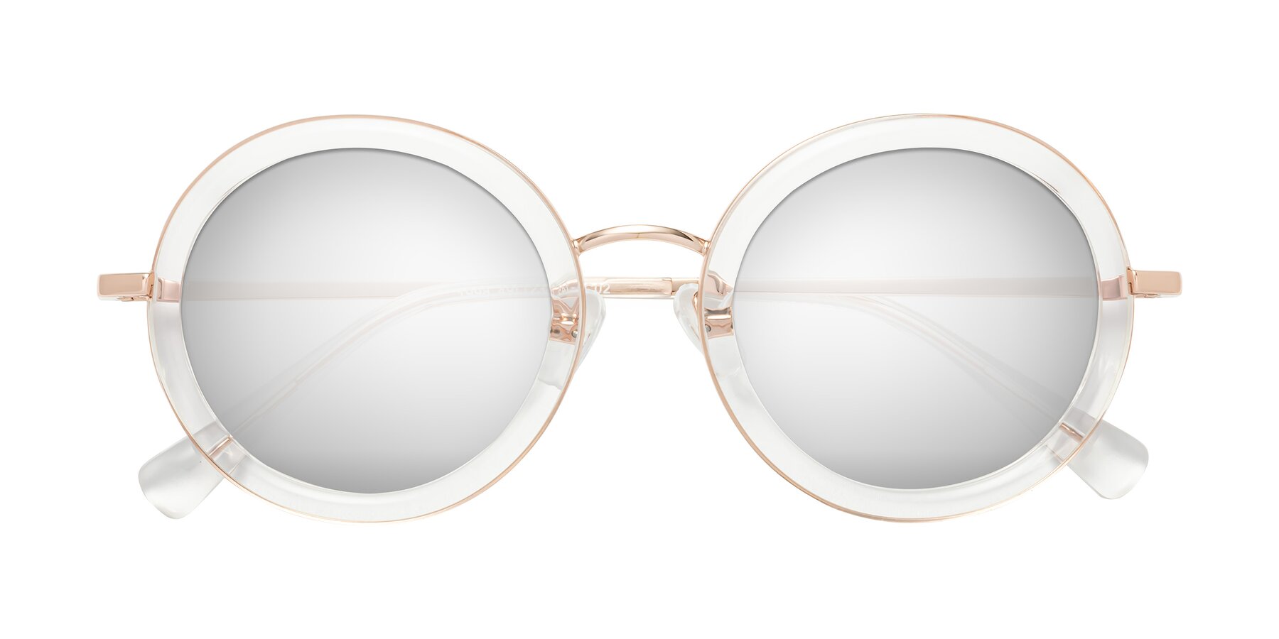 Folded Front of Club in Clear-Rose Gold with Silver Mirrored Lenses