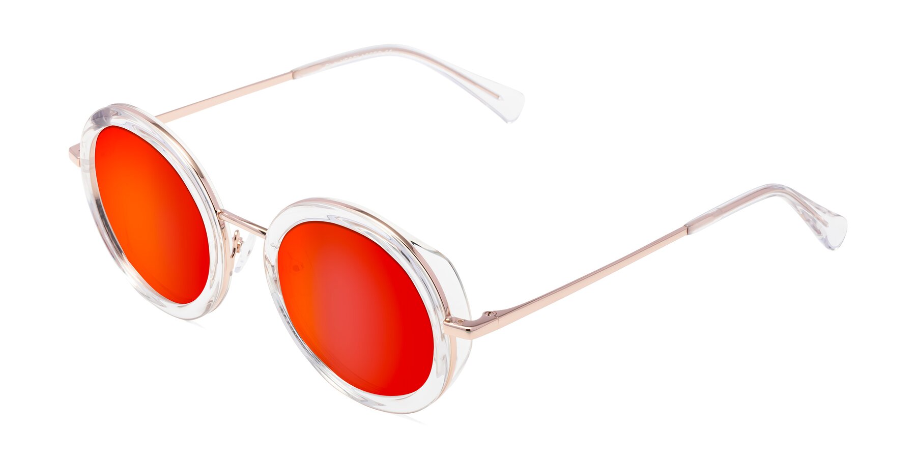 Angle of Club in Clear-Rose Gold with Red Gold Mirrored Lenses