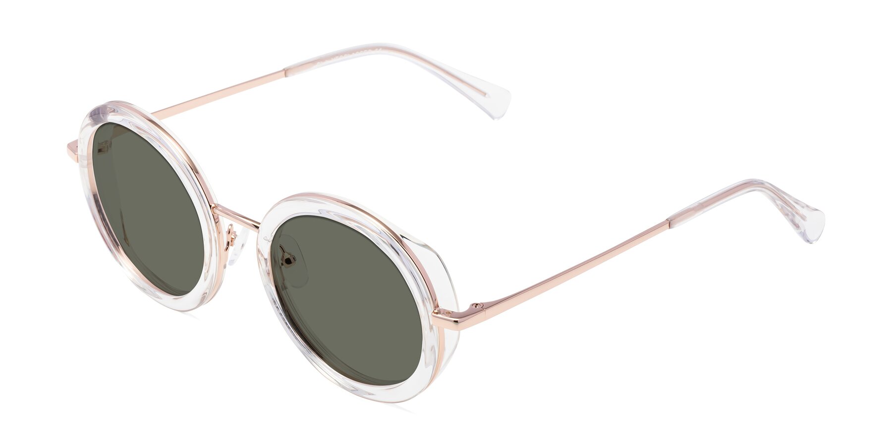 Angle of Club in Clear-Rose Gold with Gray Polarized Lenses