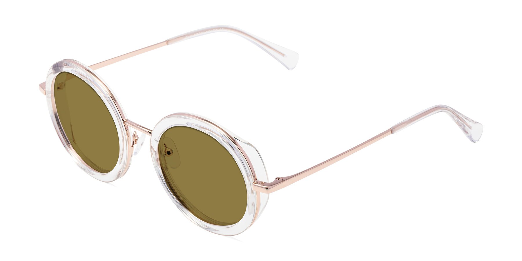 Angle of Club in Clear-Rose Gold with Brown Polarized Lenses