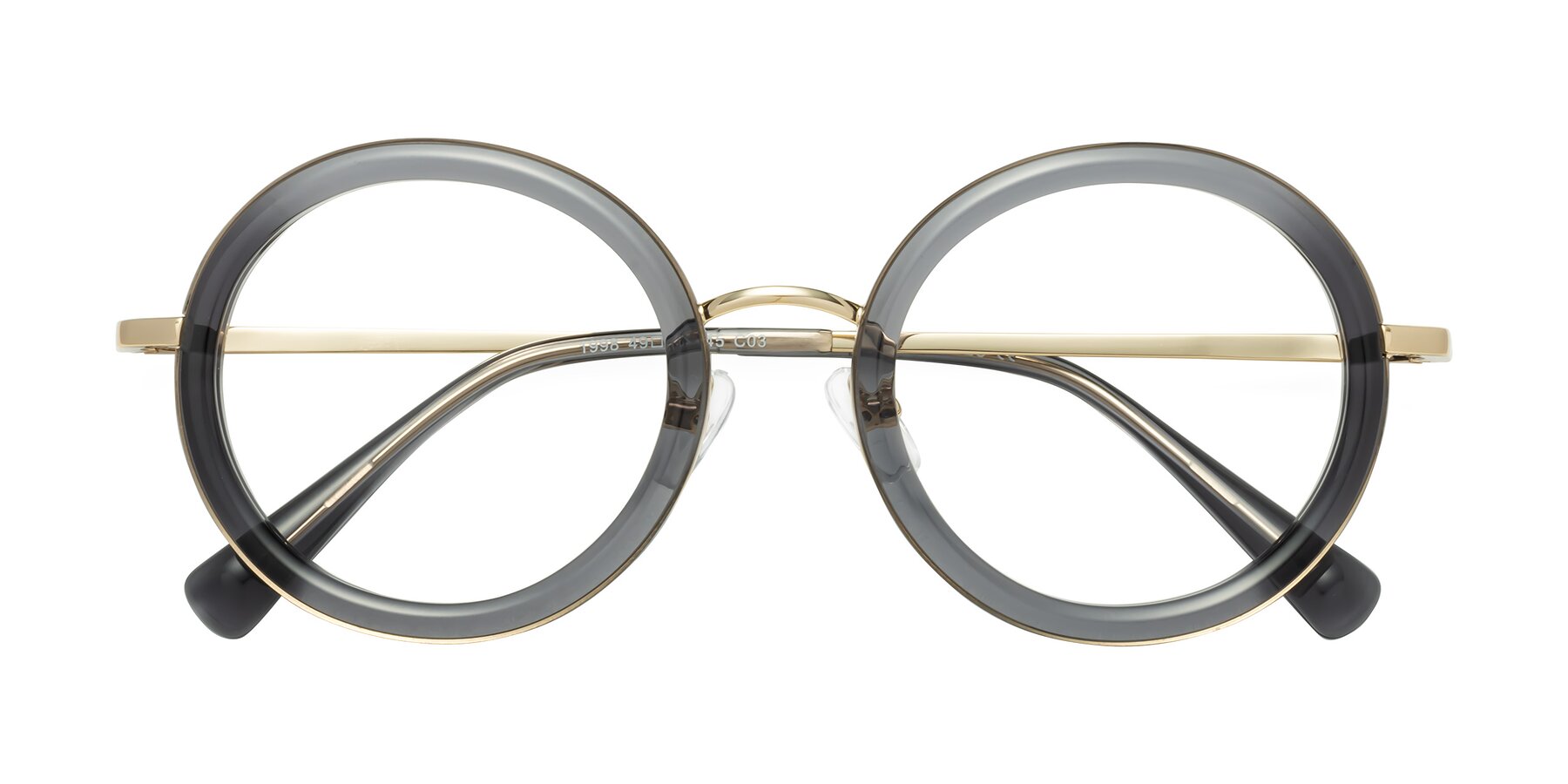 Folded Front of Club in Gray-Gold with Clear Eyeglass Lenses