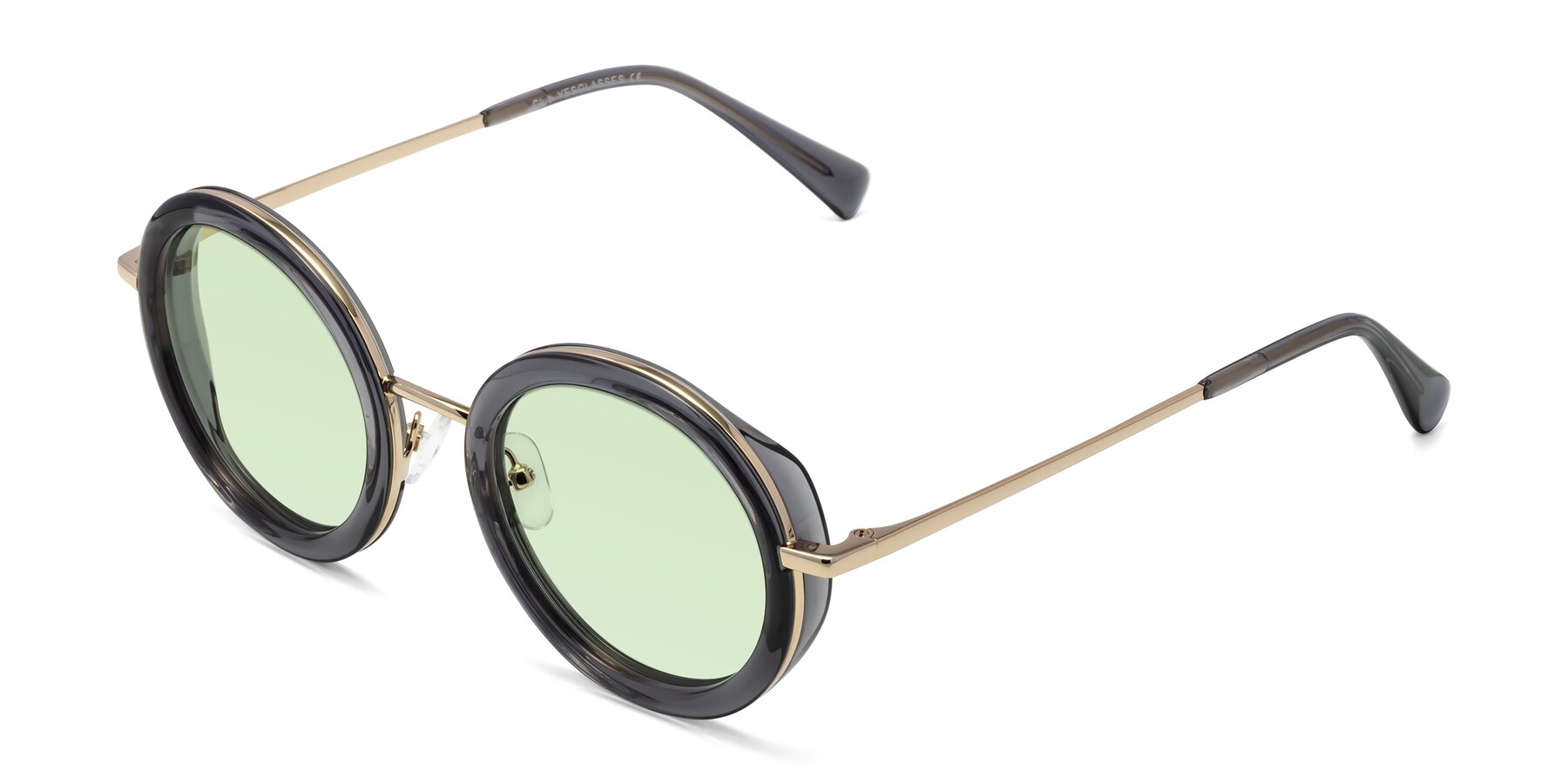 Angle of Club in Gray-Gold with Light Green Tinted Lenses