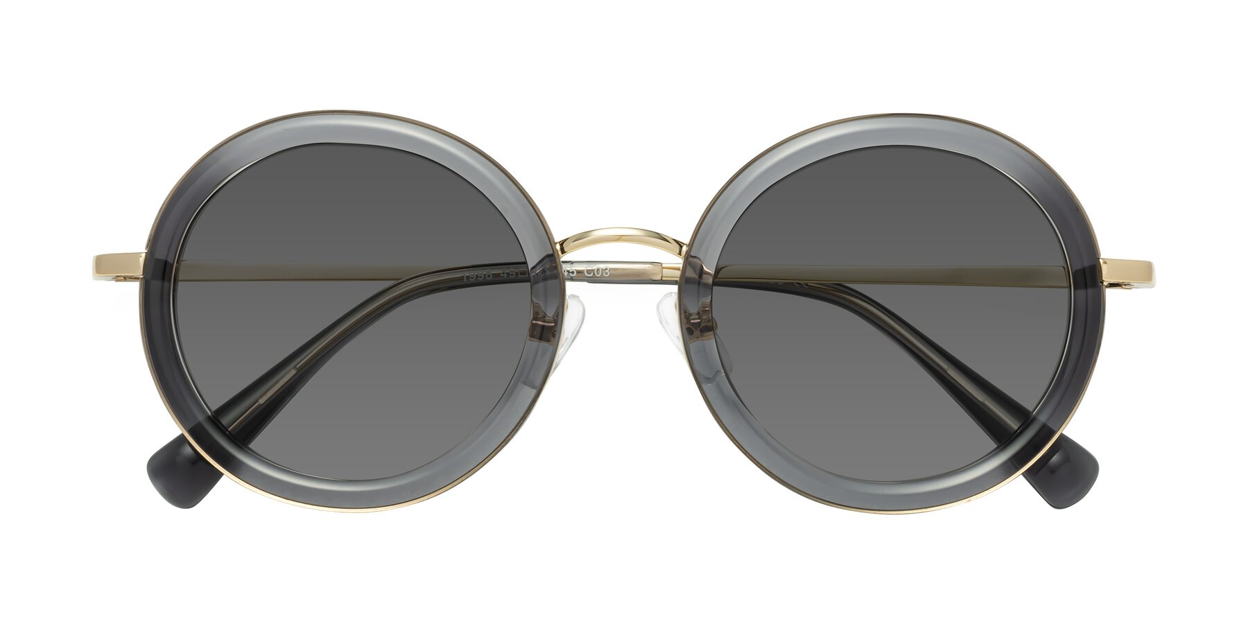 Folded Front of Club in Gray-Gold with Medium Gray Tinted Lenses