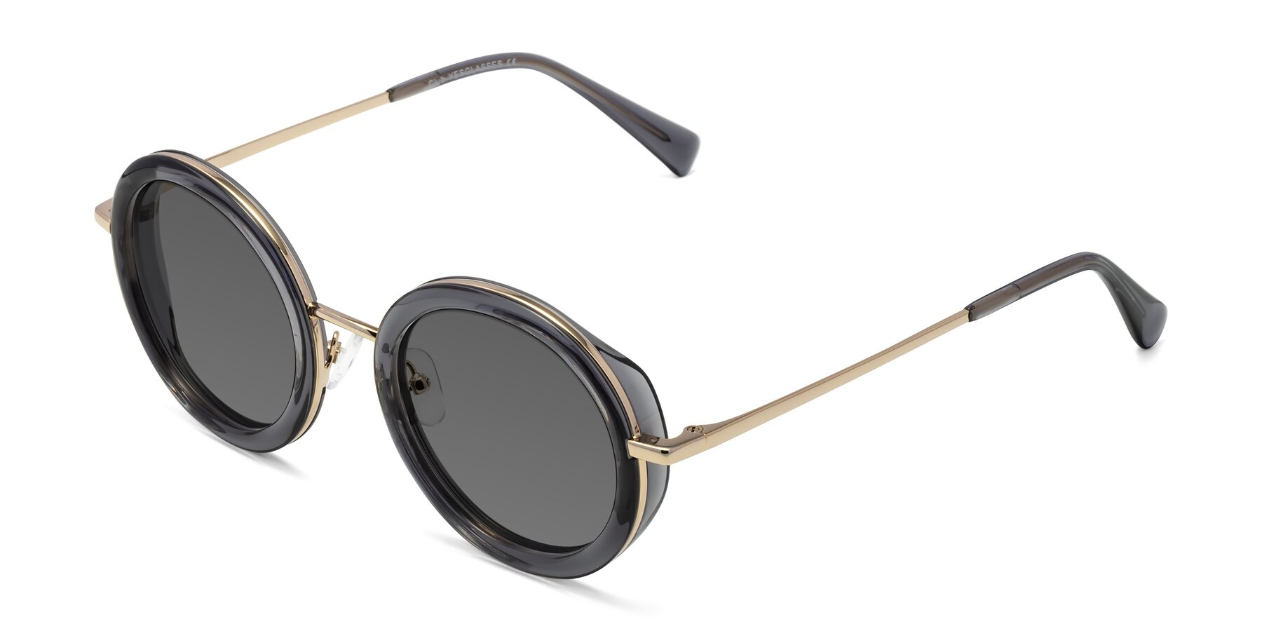 Angle of Club in Gray-Gold with Medium Gray Tinted Lenses
