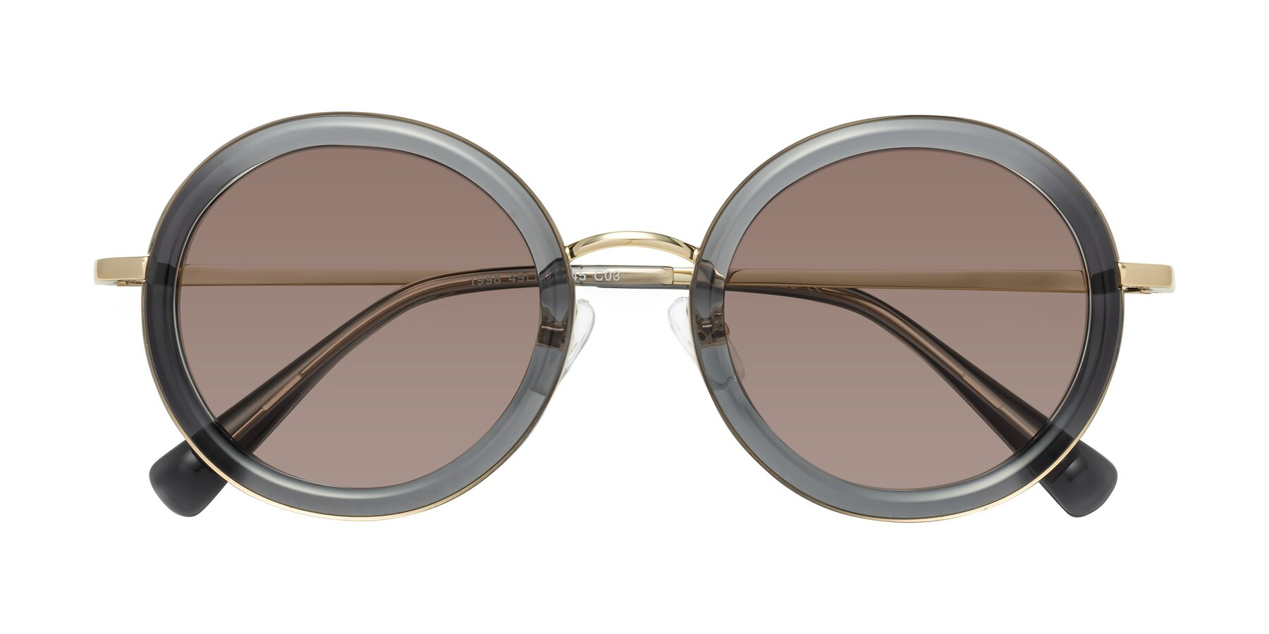 Folded Front of Club in Gray-Gold with Medium Brown Tinted Lenses