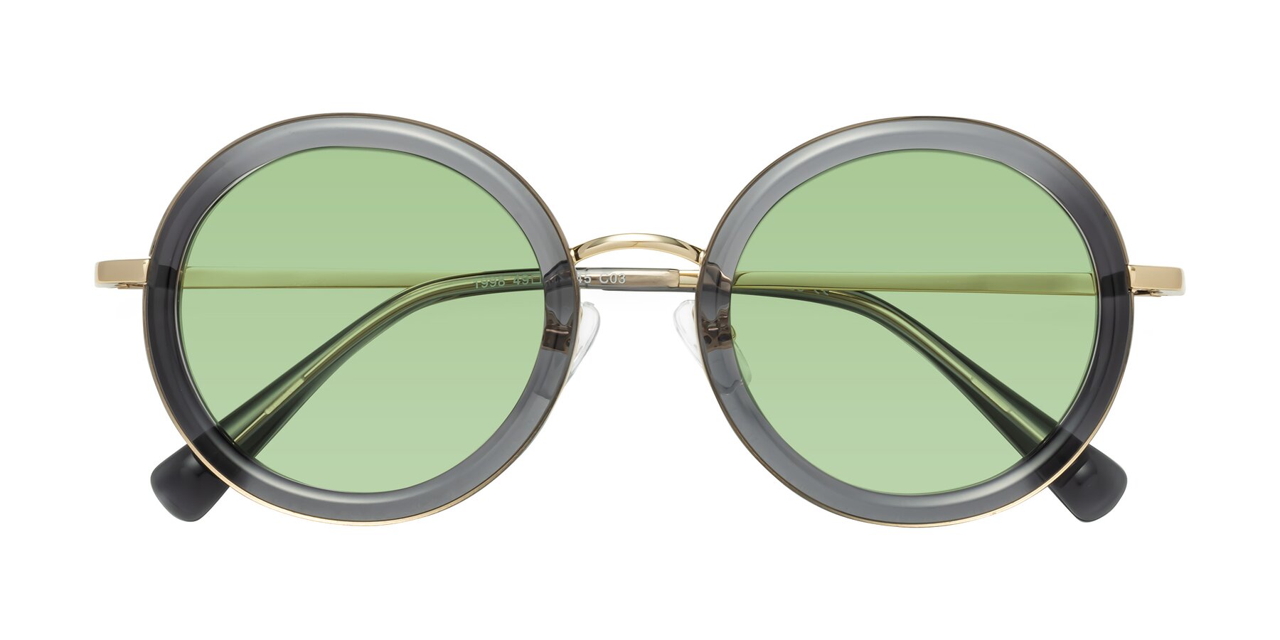 Folded Front of Club in Gray-Gold with Medium Green Tinted Lenses