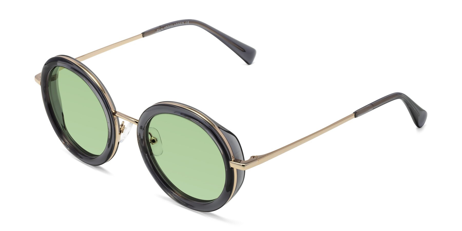 Angle of Club in Gray-Gold with Medium Green Tinted Lenses