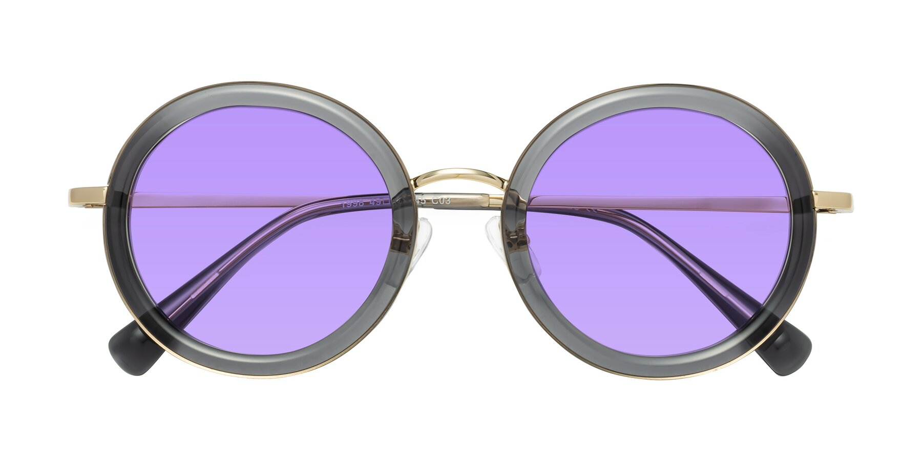 Folded Front of Club in Gray-Gold with Medium Purple Tinted Lenses