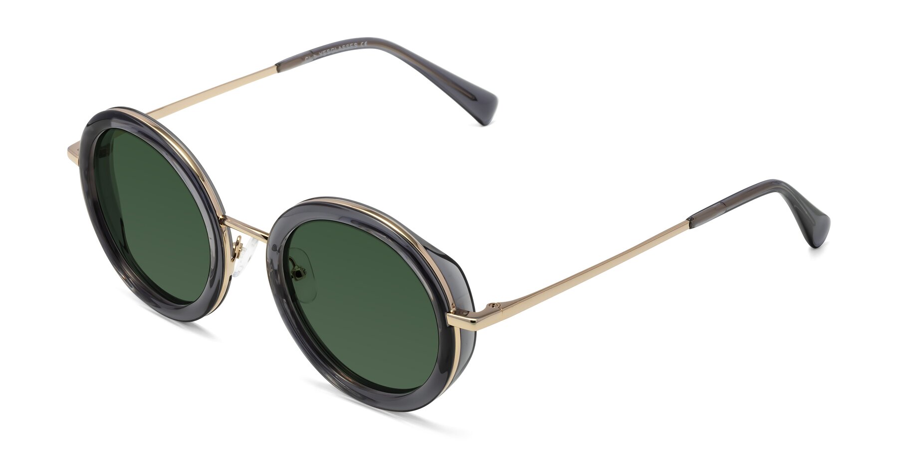 Angle of Club in Gray-Gold with Green Tinted Lenses