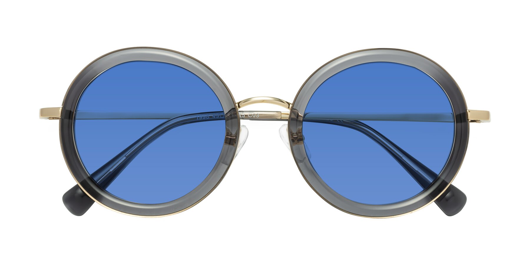Folded Front of Club in Gray-Gold with Blue Tinted Lenses